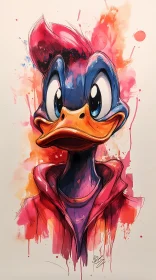 Vibrant Duck in Watercolor Style