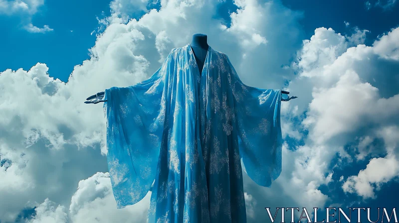 Celestial Blue Dress in Sky AI Image
