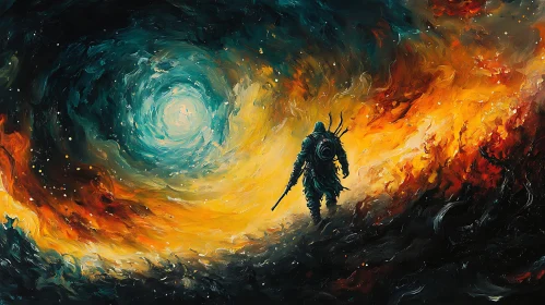 Celestial Warrior Abstract Painting