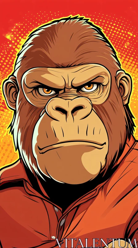 Vivid Comic Ape Portrait AI Image