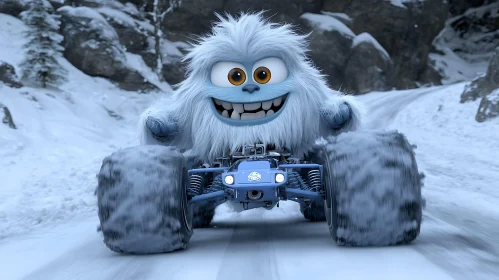 Fluffy Yeti Driving Monster Truck