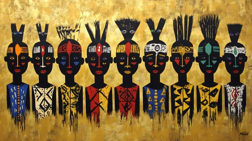 African Inspired Figures Painting