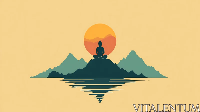 Peaceful Mountain Meditation Art AI Image