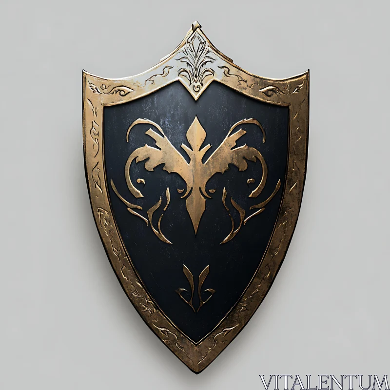 AI ART Medieval Black and Gold Shield