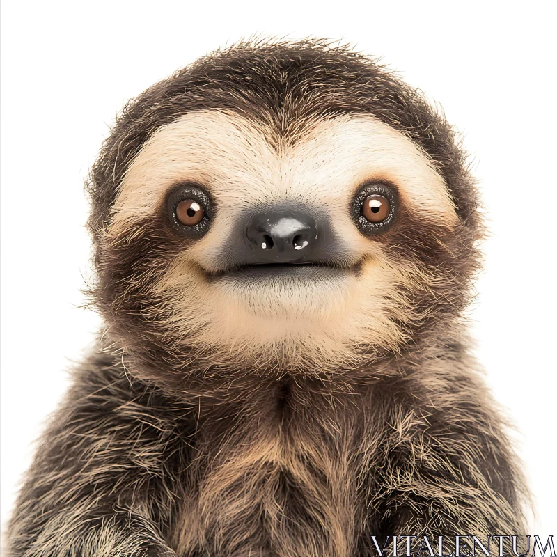 Cute Sloth Face Close-Up AI Image