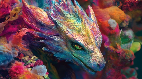 Iridescent Dragon of the Coral Depths