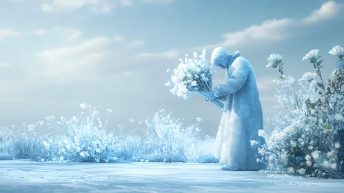 Figure with Bouquet in Winter