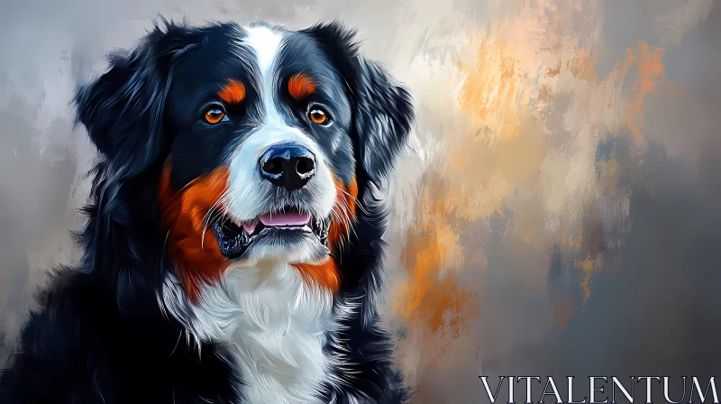 Digital Painting of a Tricolor Dog AI Image