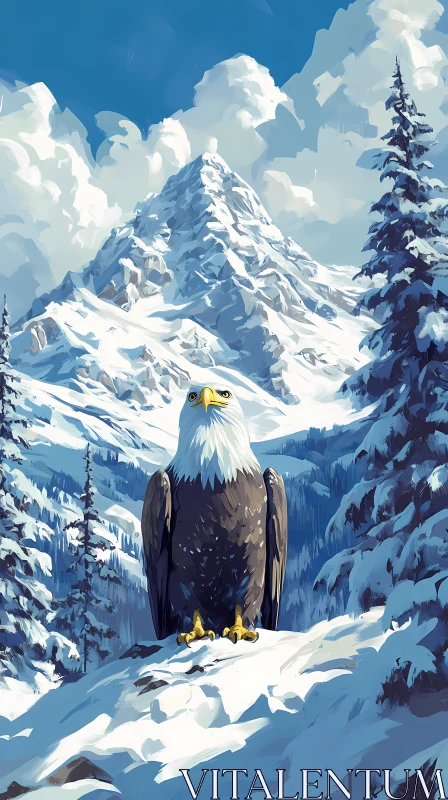 AI ART Eagle in Winter Landscape