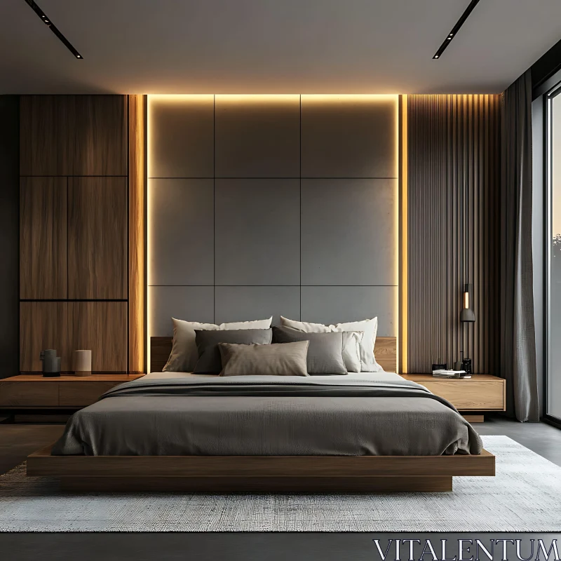 AI ART Contemporary Bedroom with Sleek Fixtures