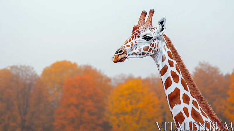 Autumn Giraffe Portrait AI Image