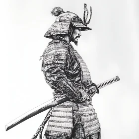 Monochrome Samurai with Katana