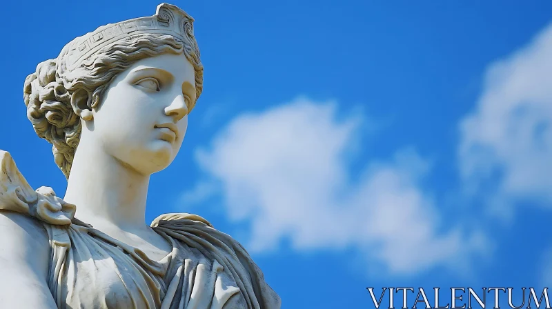 Classical Sculpture with Cloudscape AI Image