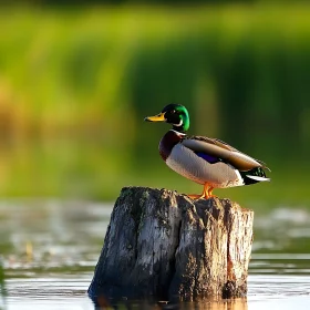 Duck on a Tree Stump