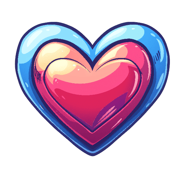 Glossy Heart Illustration Tee POD Design