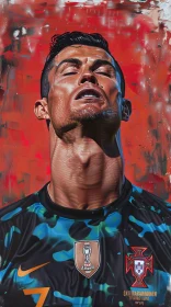 Emotional Portrait of Soccer Star Cristiano Ronaldo