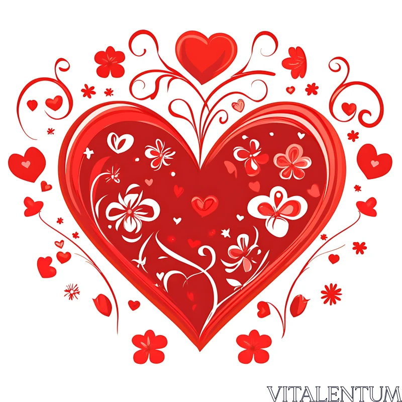 AI ART Stylized Heart with Floral Embellishments