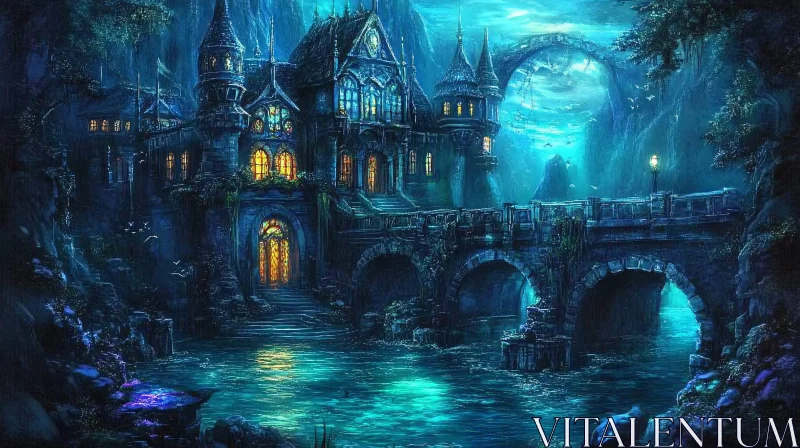 Fantasy Castle by the River AI Image