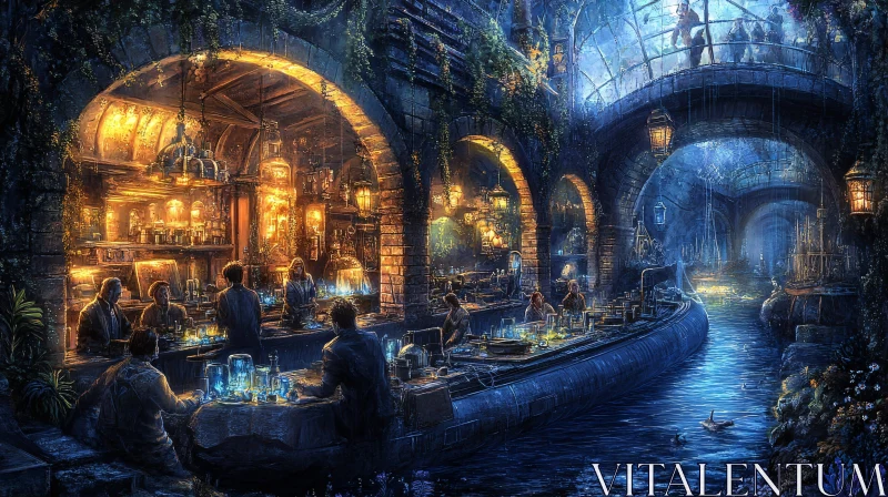 AI ART Arched Cityscape: Riverside Ambiance