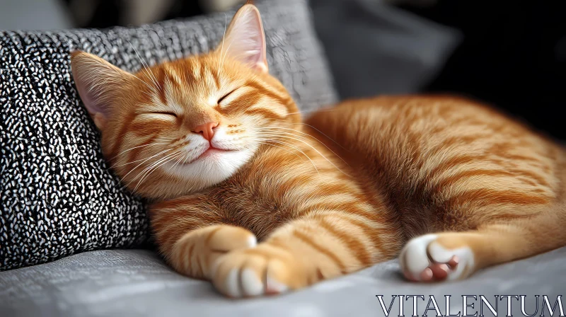 Serene Ginger Cat Resting AI Image