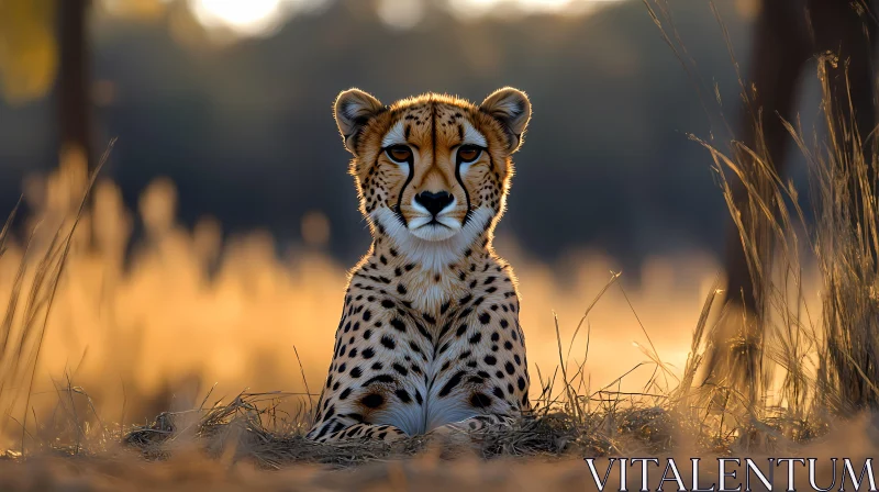 Cheetah in the Golden Savanna AI Image