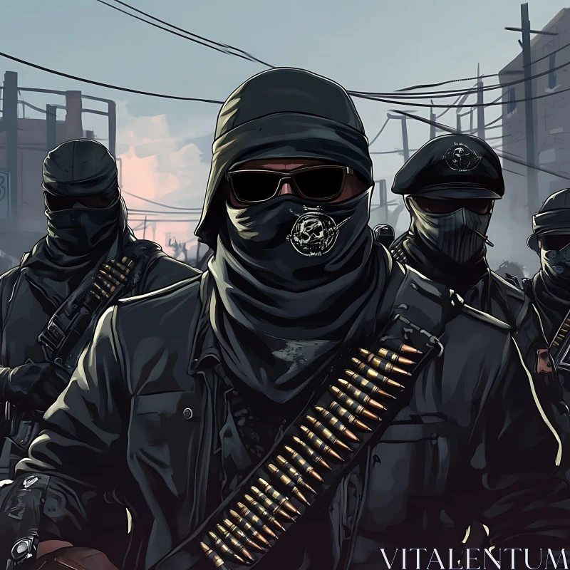 Urban Warriors: Squadron in Black Attire AI Image