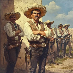 Stoic Mexican Men in Traditional Attire