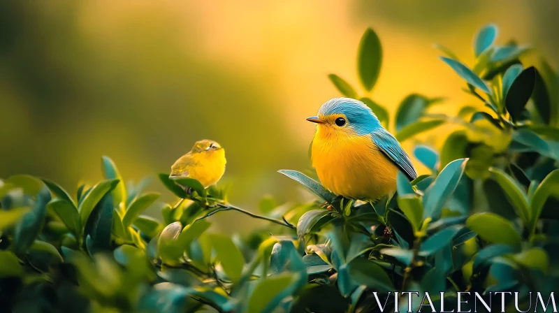 Two Birds on a Branch AI Image