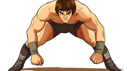 Cartoon Man in Fighting Stance