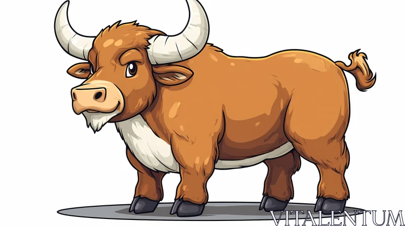 Cute Cartoon Bull Drawing AI Image