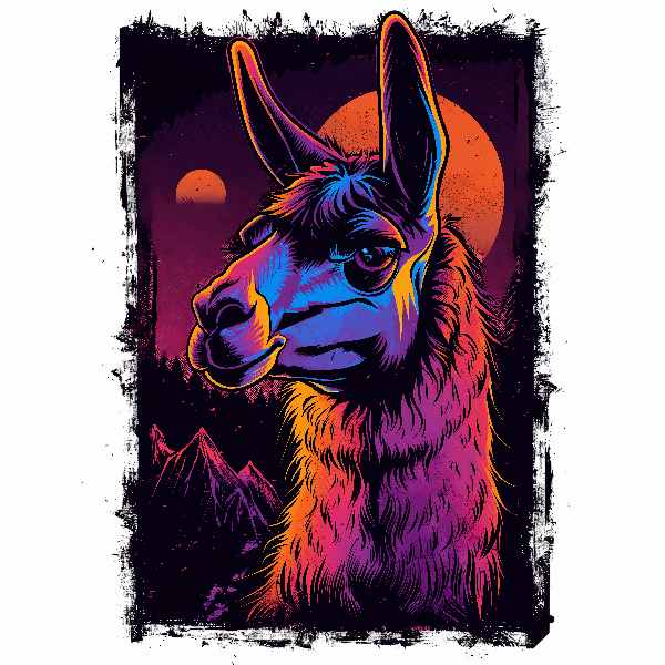 POD Design Psychedelic Llama T-Shirt Design