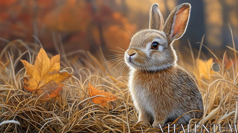 Rabbit Among Autumn Leaves AI Image