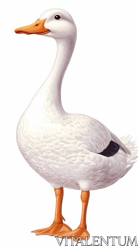 Illustration of a Pristine White Duck AI Image