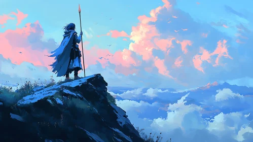 Lone Warrior on Mountain Peak