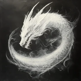 Coiled Dragon in Black and White