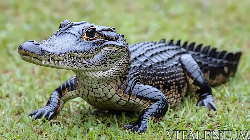 Wildlife Portrait of a Young Alligator AI Image