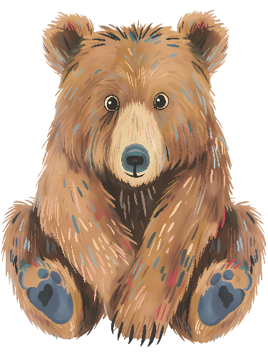 Friendly Cartoon Bear: Digital Art for Children's Book or Mascot POD Design