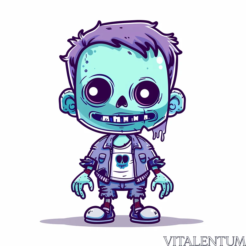 AI ART Friendly Cartoon Zombie Boy Illustration