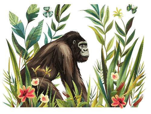 Gorilla Jungle Scene - Nature Inspired T-Shirt Design POD Design