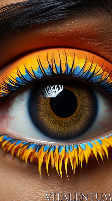 Photorealistic Eye Art with Feather Accents AI Image