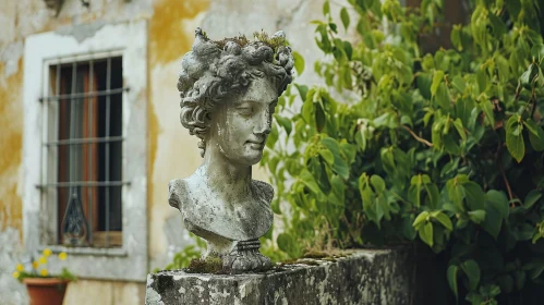 Weathered Stone Sculpture of Apollo