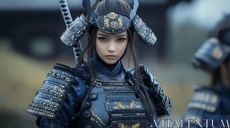 AI ART Portrait of Woman in Samurai Armor