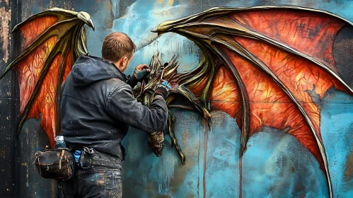 Painting Dragon Mural: Street Art Scene