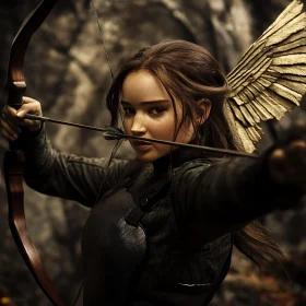 Female Archer with Golden Wings