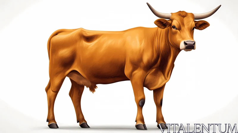 Serene Brown Cow Art AI Image