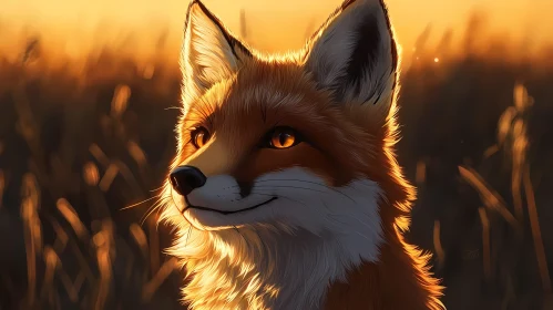 Tranquil Fox in Sunset Glow