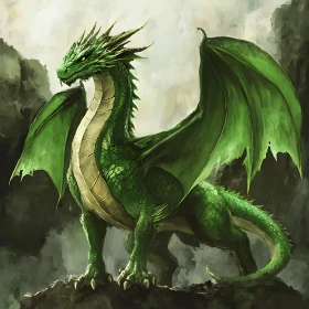 Verdant Dragon Perched on Stone