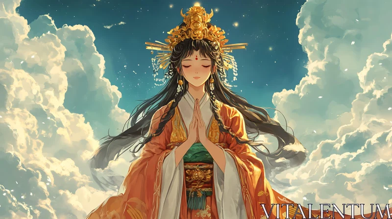 AI ART Celestial Woman Portrait in the Sky