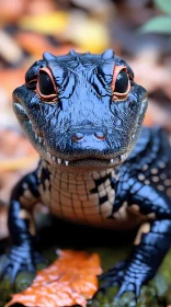 Curious Alligator in Fall Setting