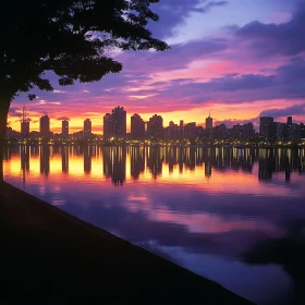 Evening City Skyline at Sunset